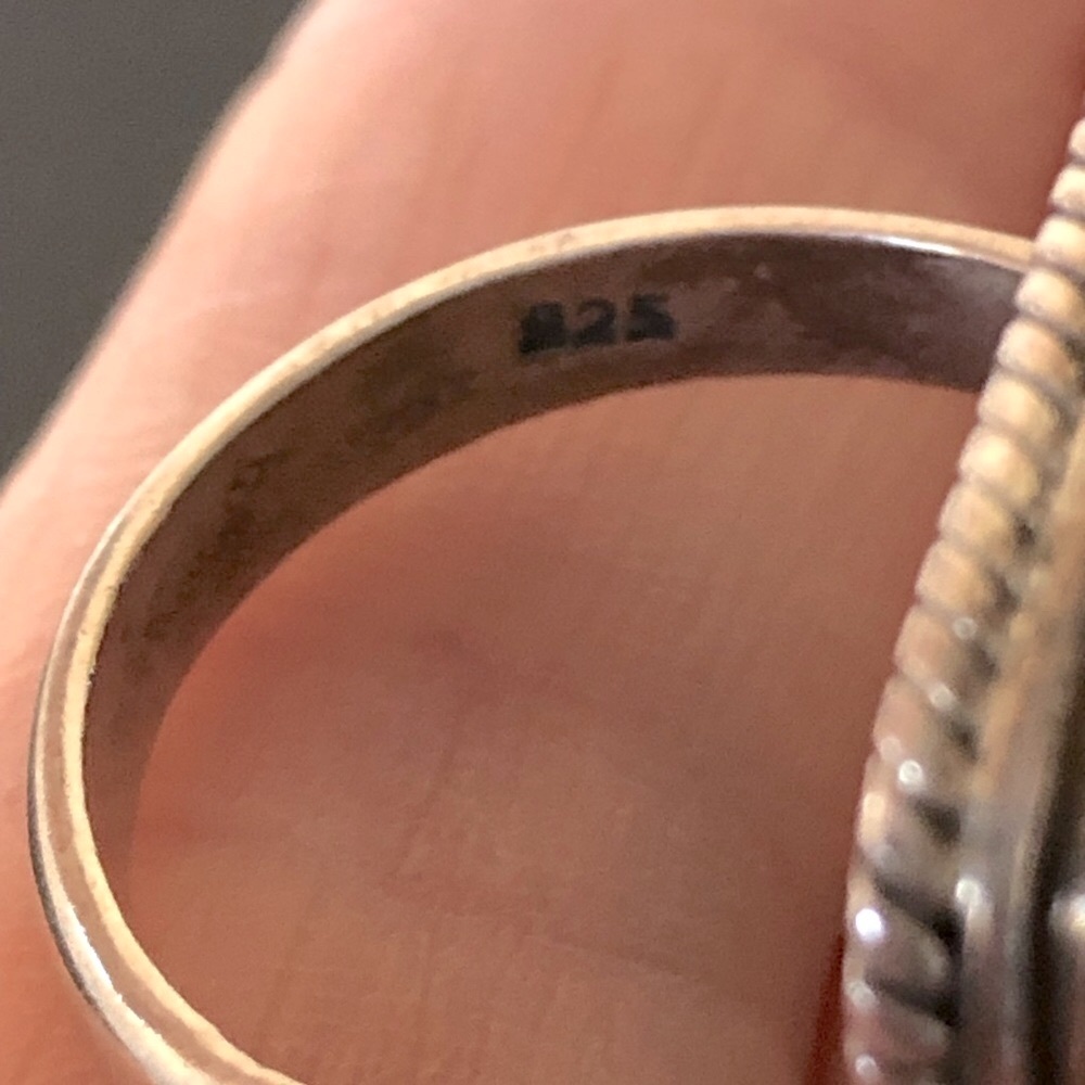 Sterling 925 Silver Ring with Stone Inlay-Labradorite? SZ-8 - Picture 8 of 12